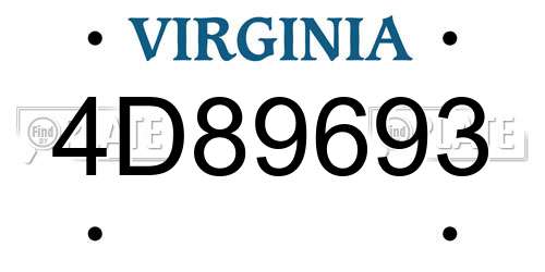 4D89693 Virginia License Plate