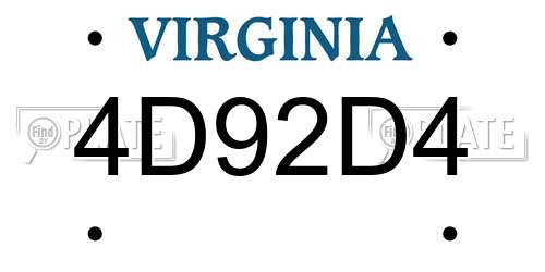 4D92D4 Virginia License Plate