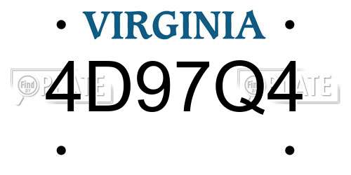 4D97Q4 Virginia License Plate