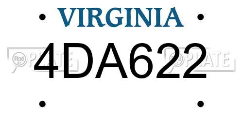 4DA622 Virginia License Plate