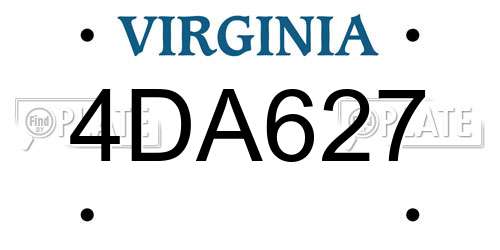 4DA627 Virginia License Plate
