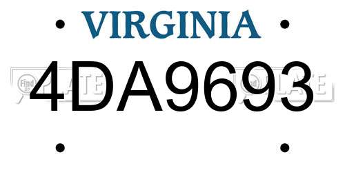 4DA9693 Virginia License Plate