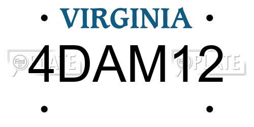 4DAM12 Virginia License Plate