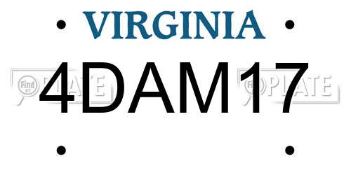 4DAM17 Virginia License Plate