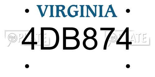 4DB874 Virginia License Plate