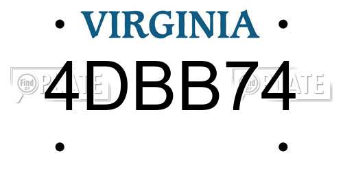 4DBB74 Virginia License Plate