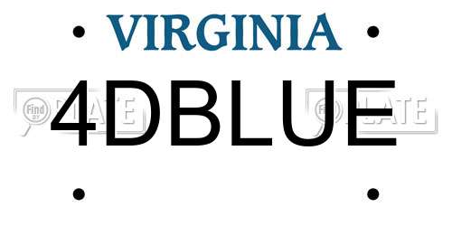 4DBLUE Virginia License Plate