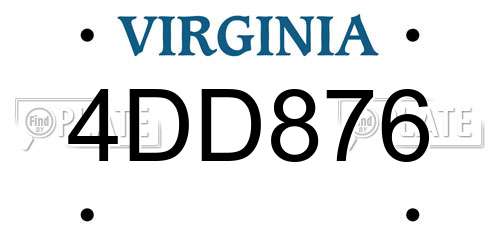 4DD876 Virginia License Plate