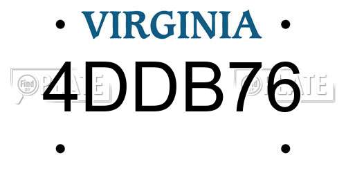 4DDB76 Virginia License Plate