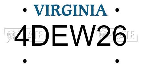 4DEW26 Virginia License Plate