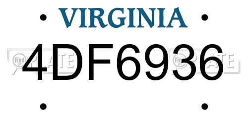 4DF6936 Virginia License Plate