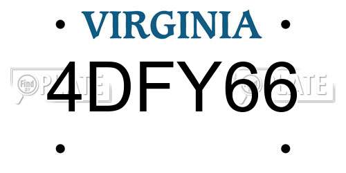 4DFY66 Virginia License Plate
