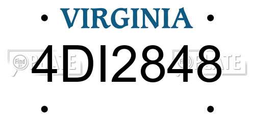 4DI2848 Virginia License Plate