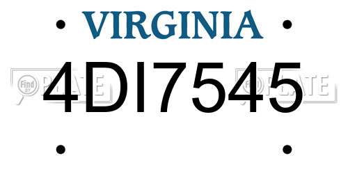 4DI7545 Virginia License Plate