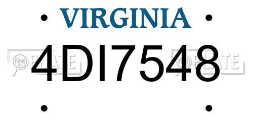 4DI7548 Virginia License Plate