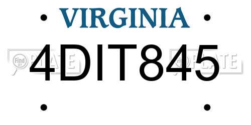 4DIT845 Virginia License Plate
