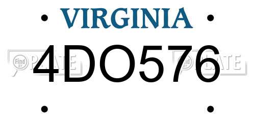 4DO576 Virginia License Plate
