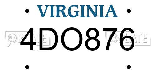4DO876 Virginia License Plate