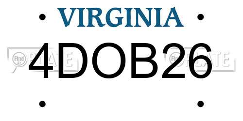 4DOB26 Virginia License Plate
