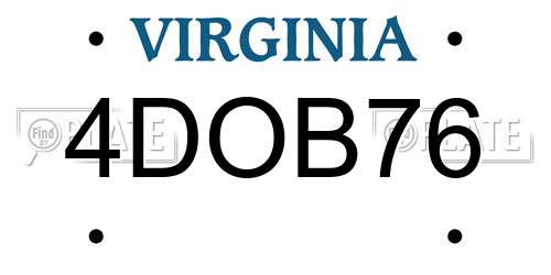4DOB76 Virginia License Plate
