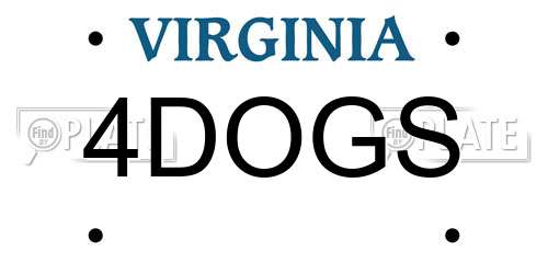 4DOGS Virginia License Plate