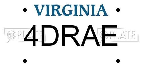 4DRAE Virginia License Plate