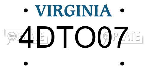 4DTO07 Virginia License Plate