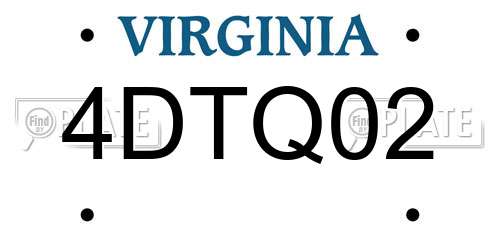 4DTQ02 Virginia License Plate