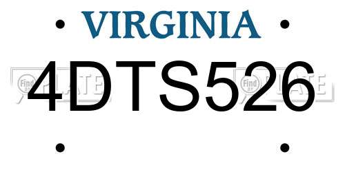 4DTS526 Virginia License Plate