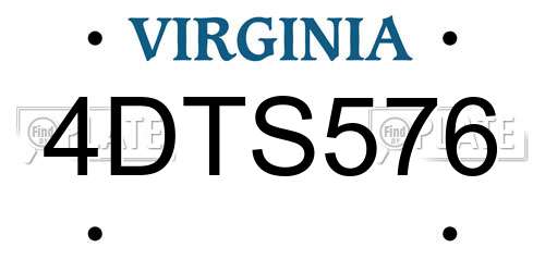 4DTS576 Virginia License Plate