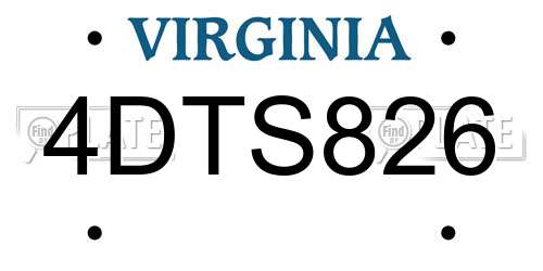 4DTS826 Virginia License Plate