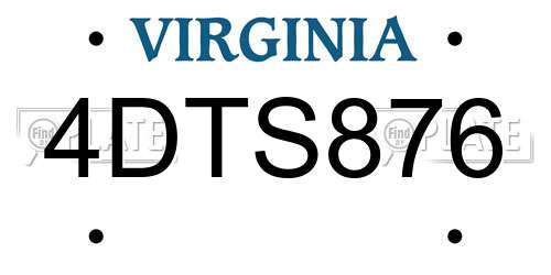 4DTS876 Virginia License Plate