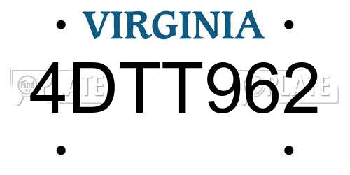 4DTT962 Virginia License Plate