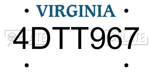 4DTT967 Virginia License Plate