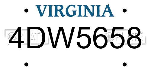 4DW5658 Virginia License Plate