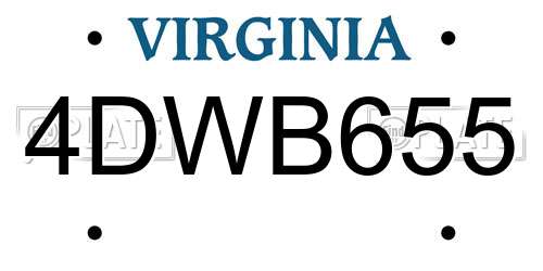 4DWB655 Virginia License Plate