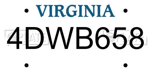 4DWB658 Virginia License Plate