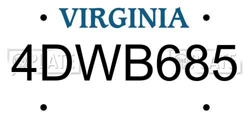 4DWB685 Virginia License Plate