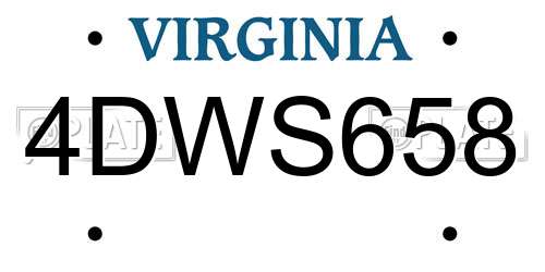 4DWS658 Virginia License Plate