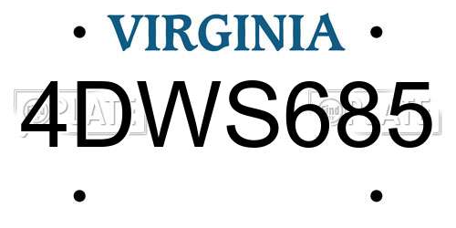 4DWS685 Virginia License Plate