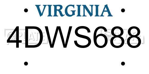 4DWS688 Virginia License Plate