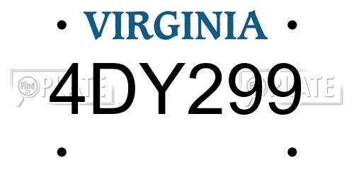 4DY299 Virginia License Plate