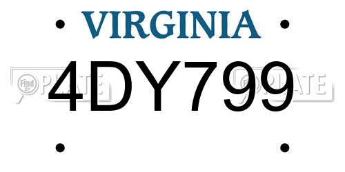 4DY799 Virginia License Plate
