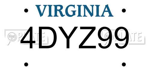 4DYZ99 Virginia License Plate
