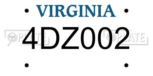 4DZ002 Virginia License Plate