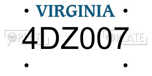 4DZ007 Virginia License Plate