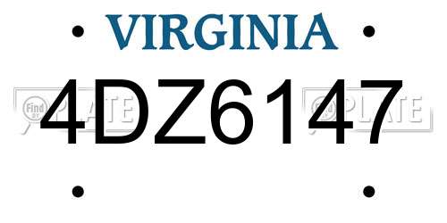 4DZ6147 Virginia License Plate