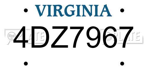 4DZ7967 Virginia License Plate