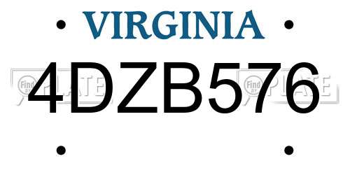 4DZB576 Virginia License Plate