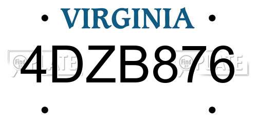 4DZB876 Virginia License Plate